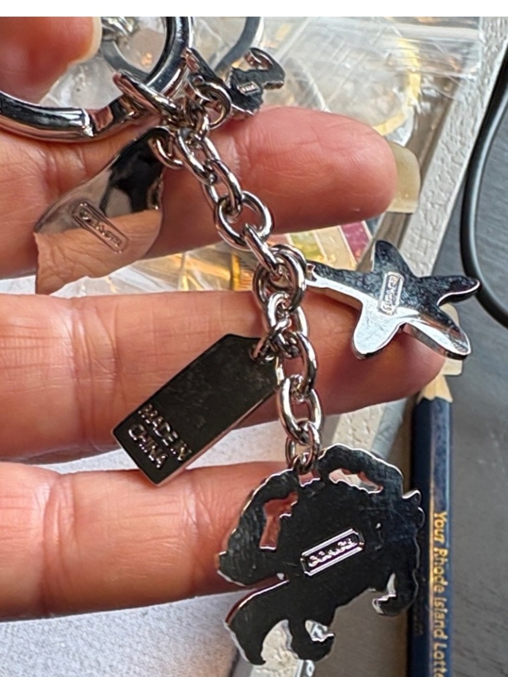 Vintage Coach Beach Multi Mix Charm Key Ring - Picture 2 of 4